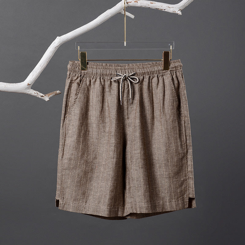 Bermuda de Linho Listrada Marcanzzi MZ946 em linho nobre com listras discretas, caimento impecável e acabamento premium para estilo e conforto.