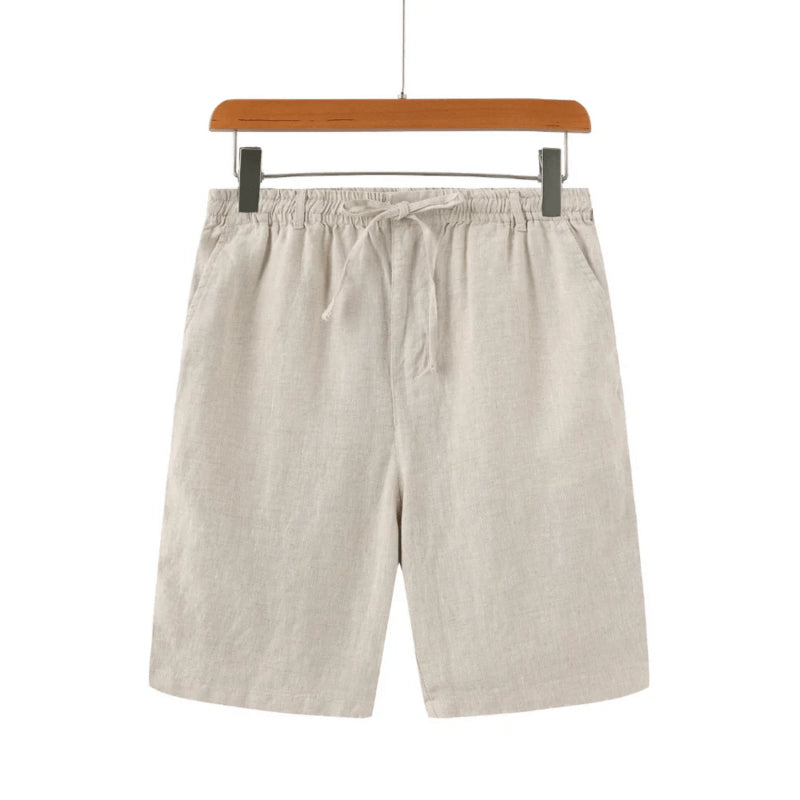 Bermuda de Linho Masculina Marcanzzi MZ954 em linho premium, caimento clássico e toque suave, ideal para estilo Old Money, conforto e elegância.