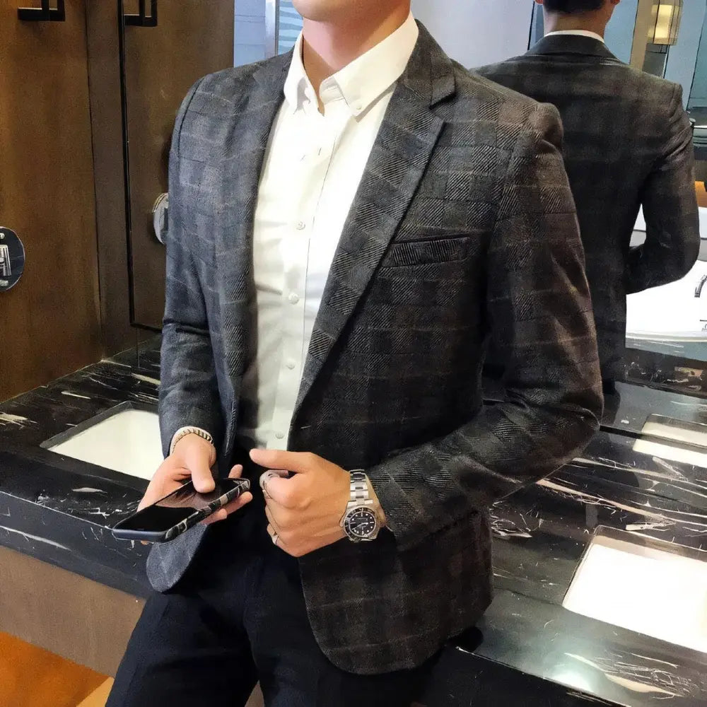 Blazer Masculino Dapper Marcanzzi MZ063 em alfaiataria premium com tecnologia respirável. Sofisticação e conforto em qualquer ocasião.
