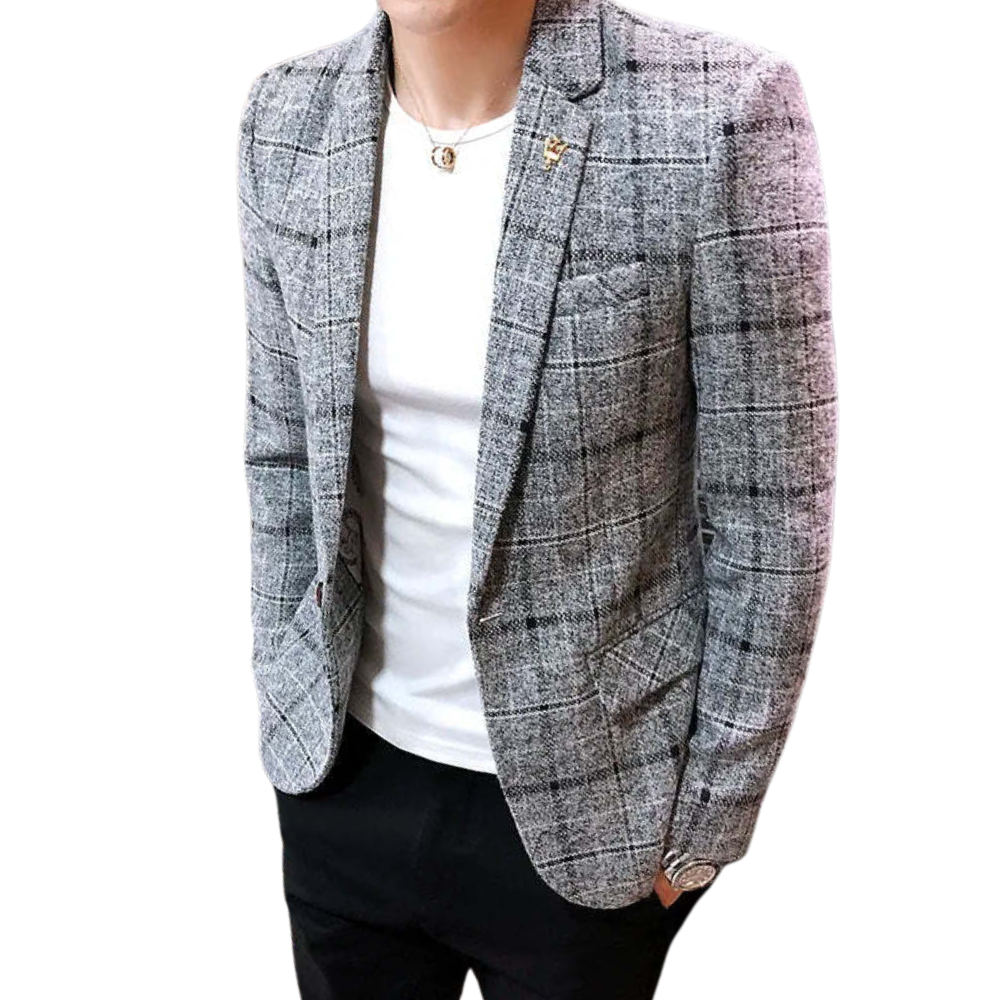 Blazer Masculino Xadrez Marcanzzi MZ064 com design elegante, tecido premium e acabamento refinado para estilo sofisticado em qualquer ocasião.