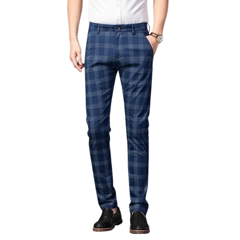 Calça Casual Masculina Xadrez Listrada Marcanzzi MZ257 em tecido de alta qualidade, com caimento confortável e design moderno para o dia a dia.
