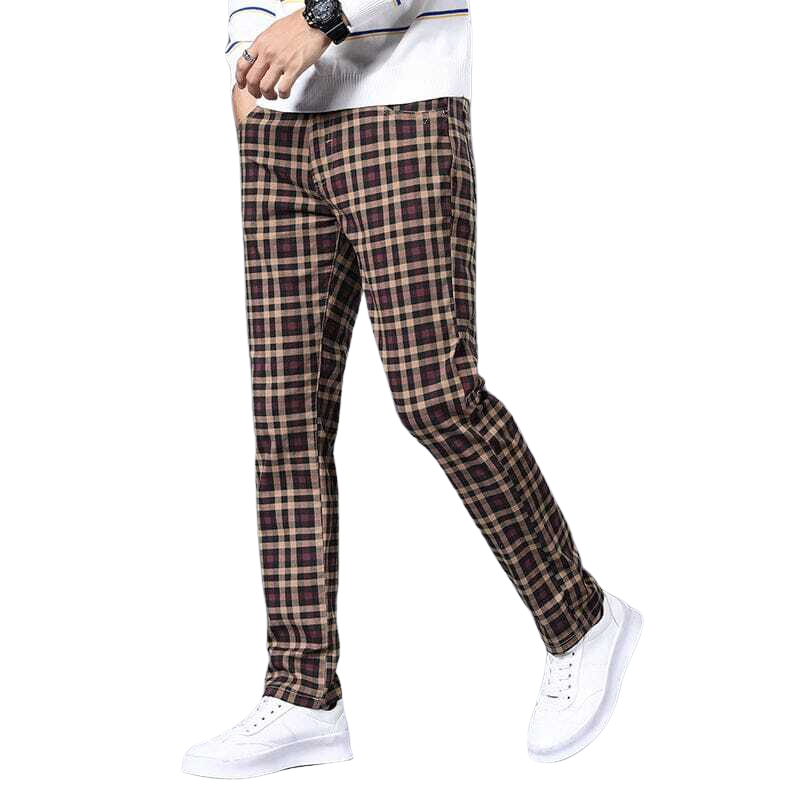 Calça Casual Masculina Xadrez Marcanzzi MZ010: conforto, durabilidade, 4 bolsos, cores neutras, ajuste perfeito. Versátil para looks casuais e sociais.
