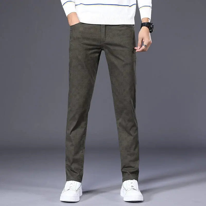 Calça Casual Masculina Xadrez Marcanzzi MZ010: conforto, durabilidade, 4 bolsos, cores neutras, ajuste perfeito. Versátil para looks casuais e sociais.