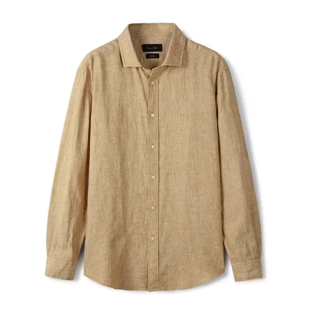 Camisa de Linho Lisa Masculina Marcanzzi MZ790 confeccionada em linho de alta qualidade, leve, confortável e elegante para uso casual ou formal.