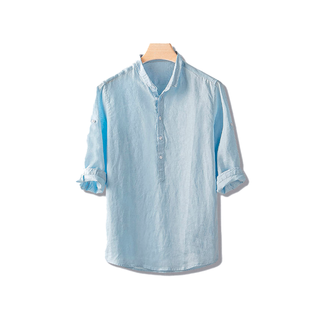 Camisa de Linho Marcanzzi Abravanel MZ563 feita em linho de alta qualidade, leve, fresca e elegante, perfeita para dias quentes com estilo.
