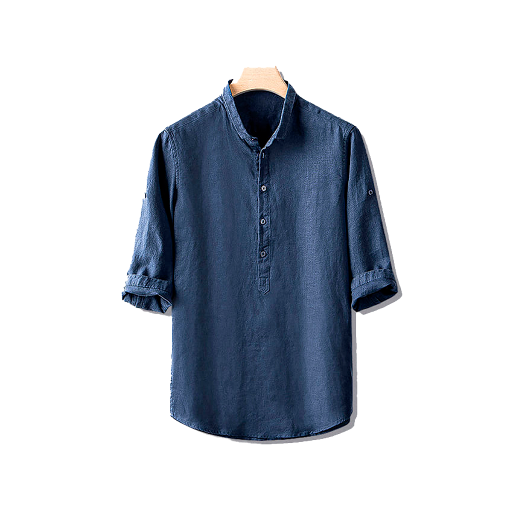 Camisa de Linho Marcanzzi Abravanel MZ563 feita em linho de alta qualidade, leve, fresca e elegante, perfeita para dias quentes com estilo.