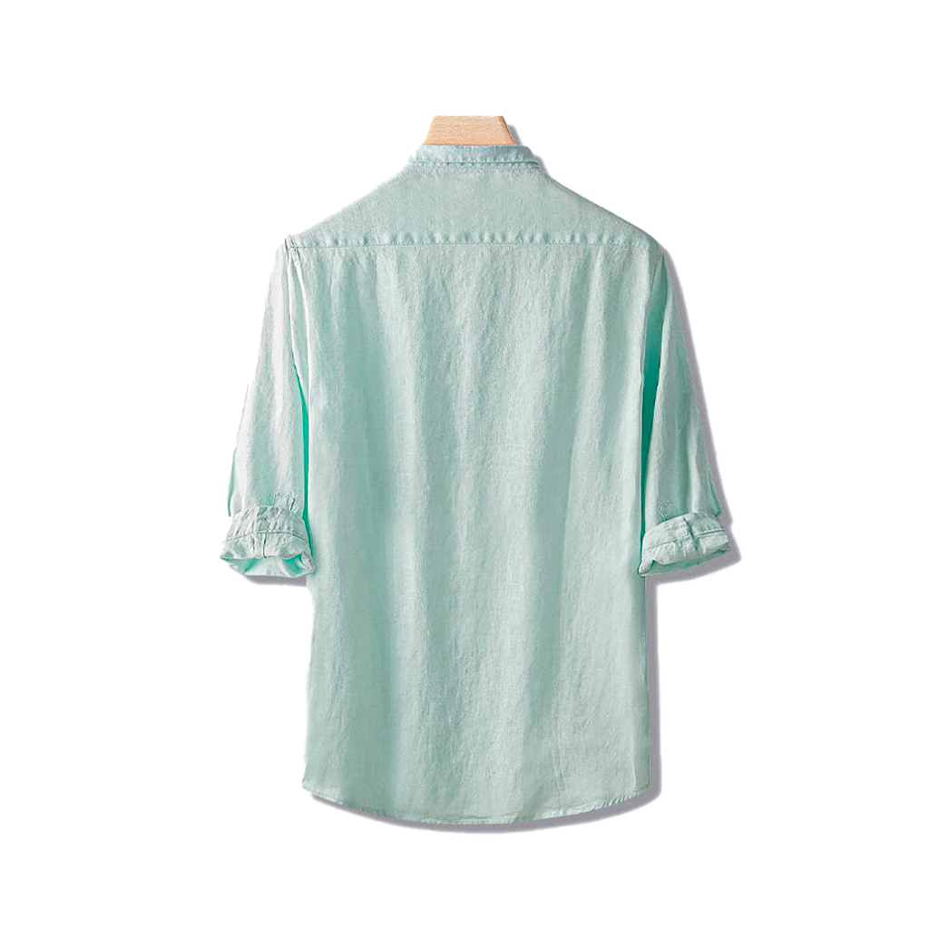 Camisa de Linho Marcanzzi Abravanel MZ563 feita em linho de alta qualidade, leve, fresca e elegante, perfeita para dias quentes com estilo.