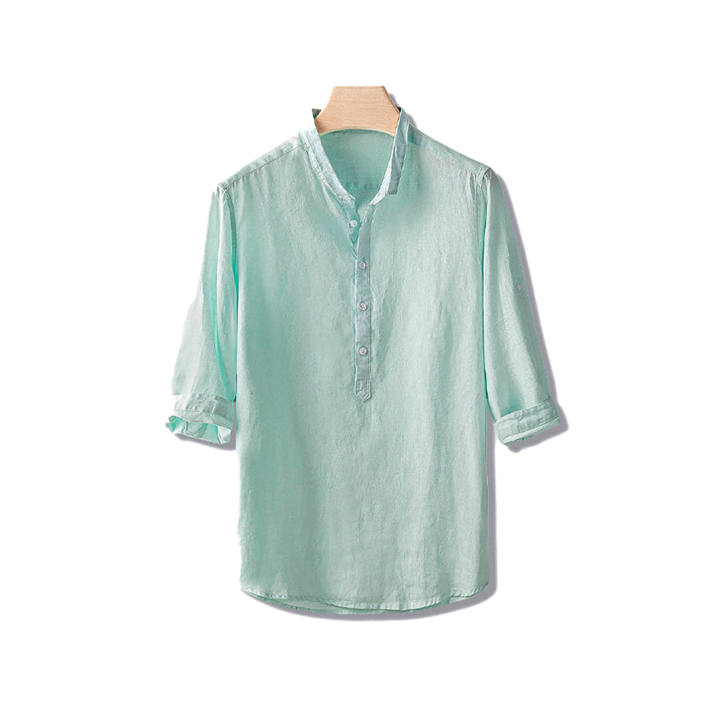 Camisa de Linho Marcanzzi Abravanel MZ563 feita em linho de alta qualidade, leve, fresca e elegante, perfeita para dias quentes com estilo.