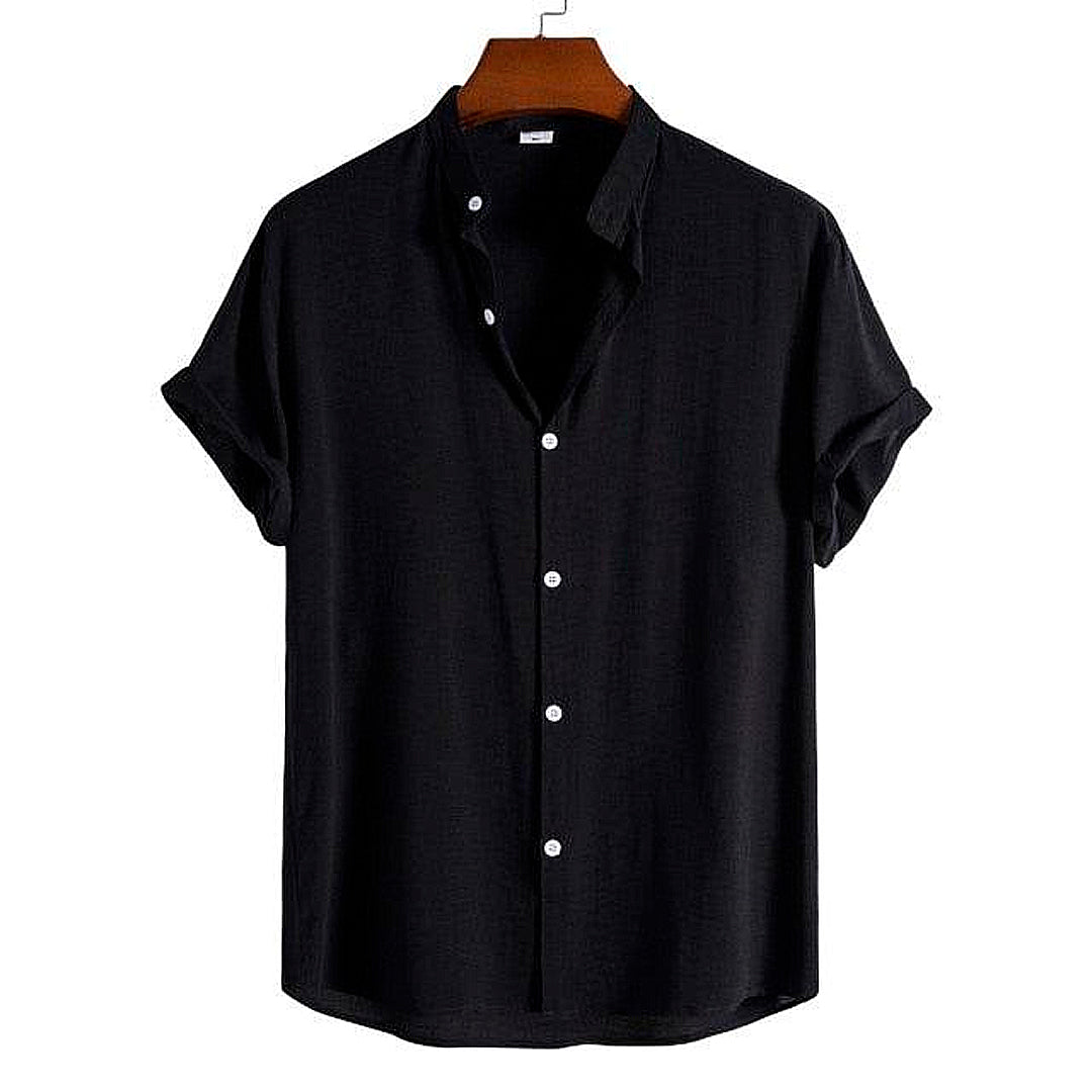 Camisa de Linho Masculina Gola Padre Marcanzzi MZ793 em linho de alta qualidade, leve e respirável, com caimento refinado para ocasiões casuais ou formais.