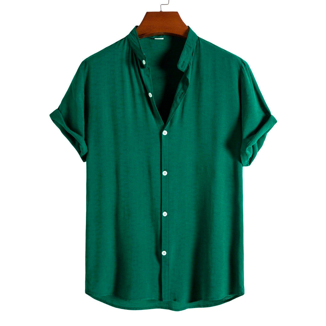Camisa de Linho Masculina Gola Padre Marcanzzi MZ793 em linho de alta qualidade, leve e respirável, com caimento refinado para ocasiões casuais ou formais.