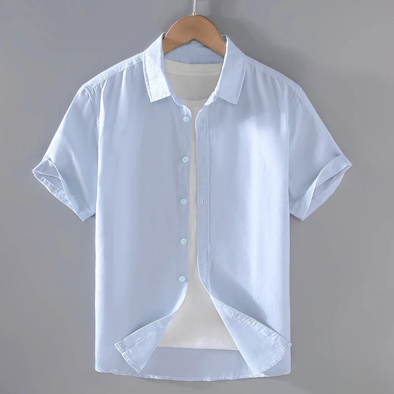 Camisa de Linho Masculina Marcanzzi MZ796 confeccionada em linho premium, leve e resistente, com caimento clássico e design elegante para ocasiões sociais.