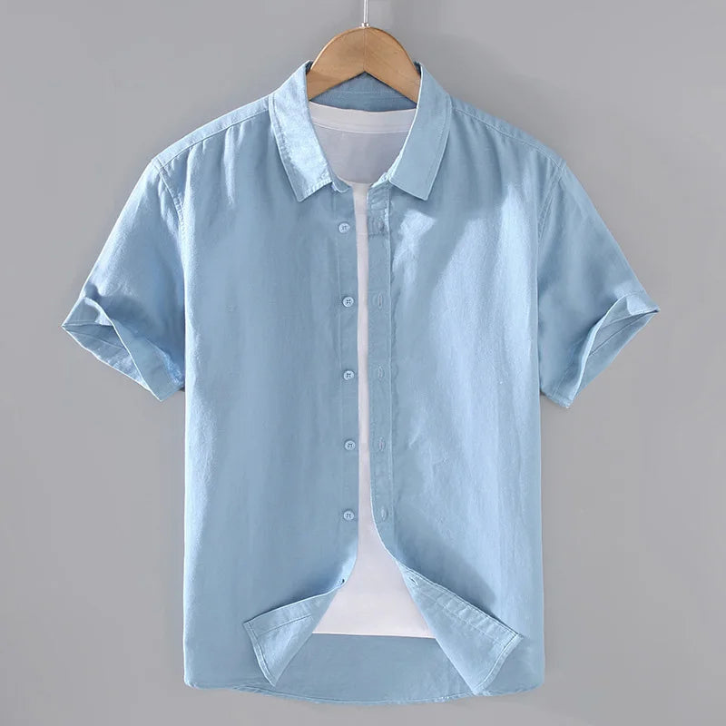 Camisa de Linho Masculina Marcanzzi MZ796 confeccionada em linho premium, leve e resistente, com caimento clássico e design elegante para ocasiões sociais.