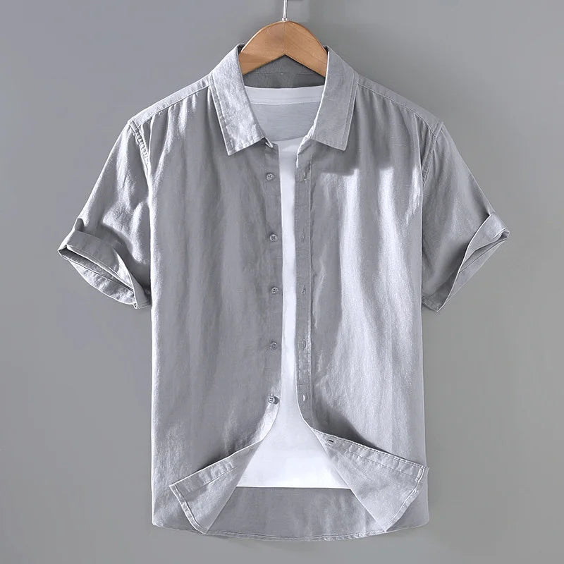 Camisa de Linho Masculina Marcanzzi MZ796 confeccionada em linho premium, leve e resistente, com caimento clássico e design elegante para ocasiões sociais.