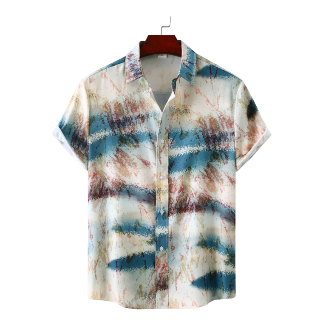 Camisa Manga Curta Marcanzzi Amalfi MZ570 em tecido leve com estampa moderna. Versatilidade e estilo para diferentes ocasiões.