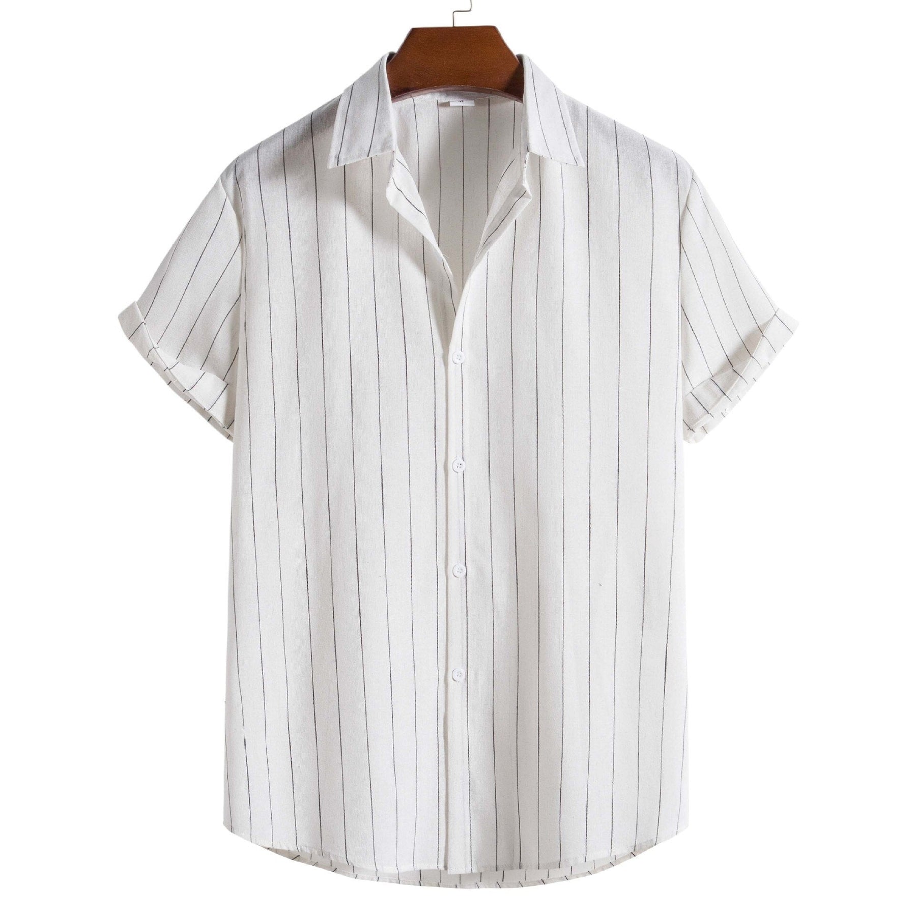 Camisa Manga Curta Marcanzzi Mare MZ582 com listras modernas, tecido leve e confortável, ideal para looks casuais e sofisticados.