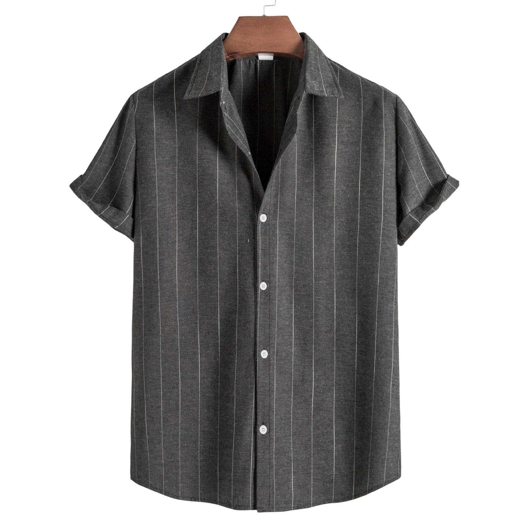 Camisa Manga Curta Marcanzzi Mare MZ582 com listras modernas, tecido leve e confortável, ideal para looks casuais e sofisticados.