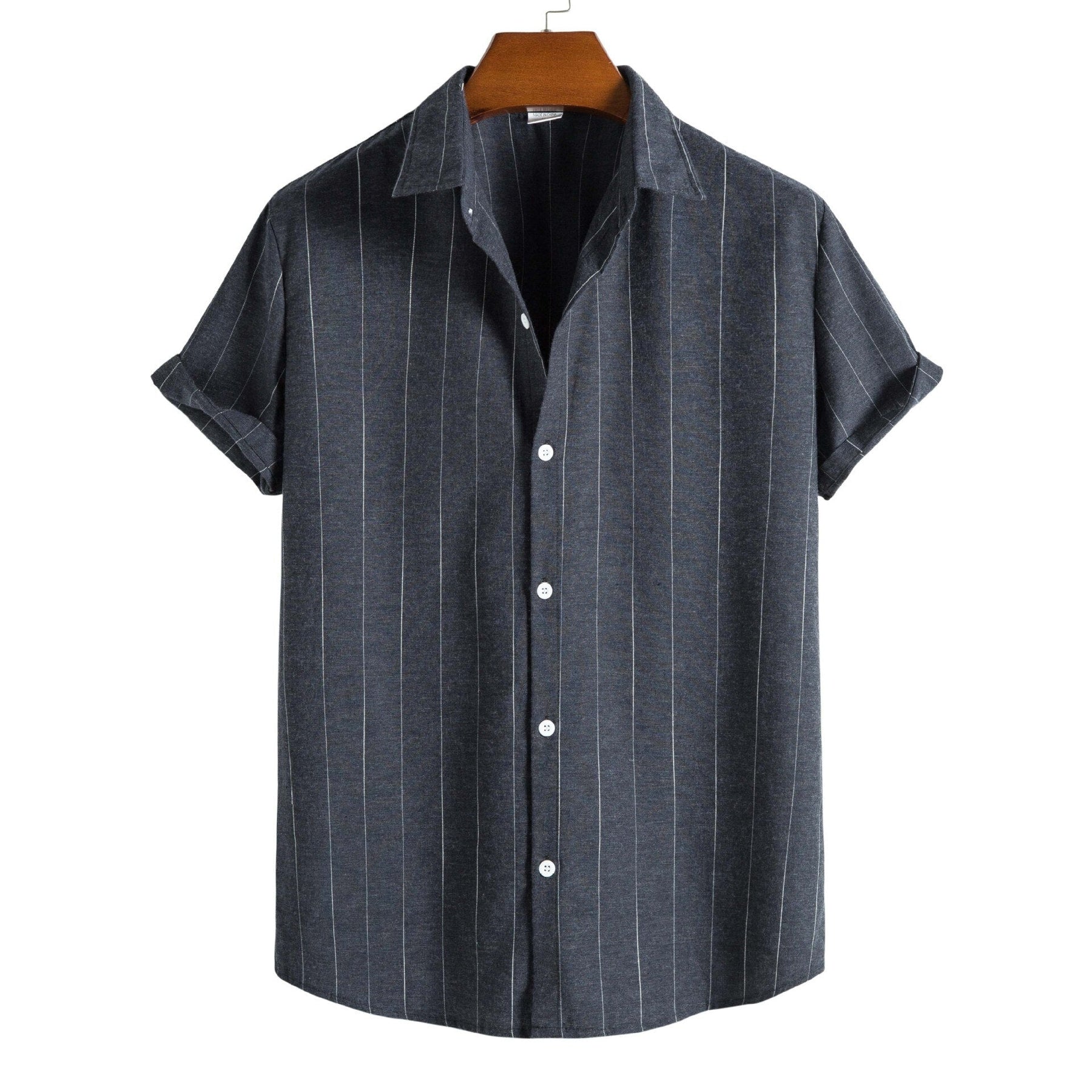 Camisa Manga Curta Marcanzzi Mare MZ582 com listras modernas, tecido leve e confortável, ideal para looks casuais e sofisticados.