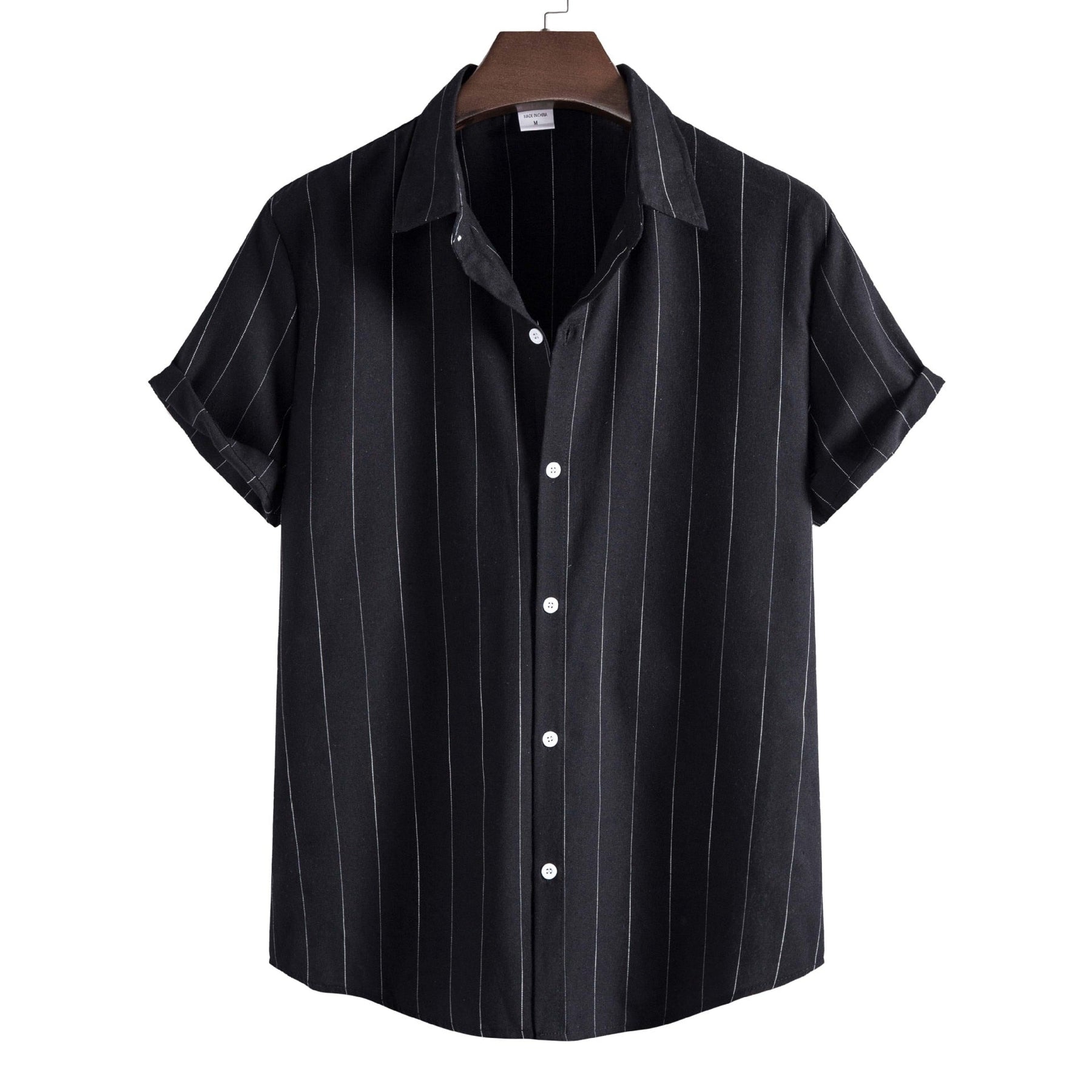 Camisa Manga Curta Marcanzzi Mare MZ582 com listras modernas, tecido leve e confortável, ideal para looks casuais e sofisticados.