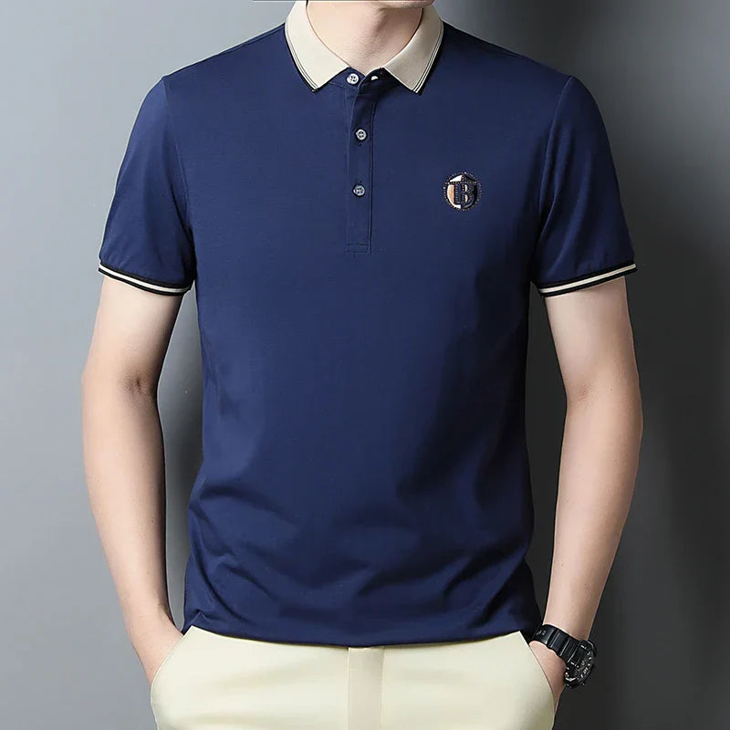 Camisa Polo Masculina Marcanzzi Paris MZ082 com tecido de algodão e poliéster, design clássico e conforto ideal para diversas ocasiões.