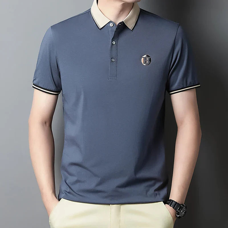 Camisa Polo Masculina Marcanzzi Paris MZ082 com tecido de algodão e poliéster, design clássico e conforto ideal para diversas ocasiões.