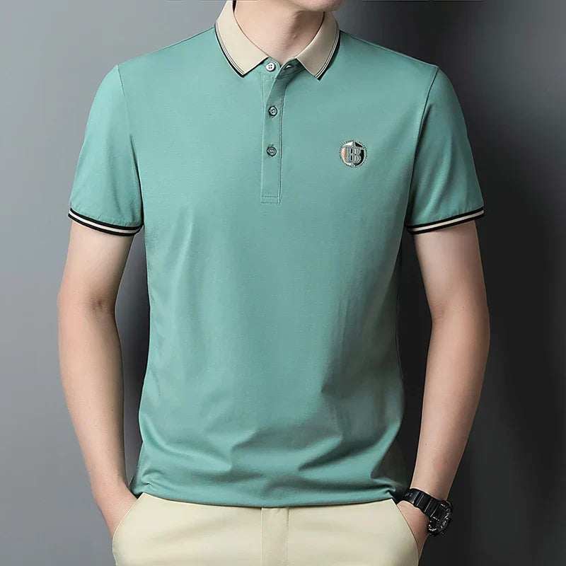 Camisa Polo Masculina Marcanzzi Paris MZ082 com tecido de algodão e poliéster, design clássico e conforto ideal para diversas ocasiões.