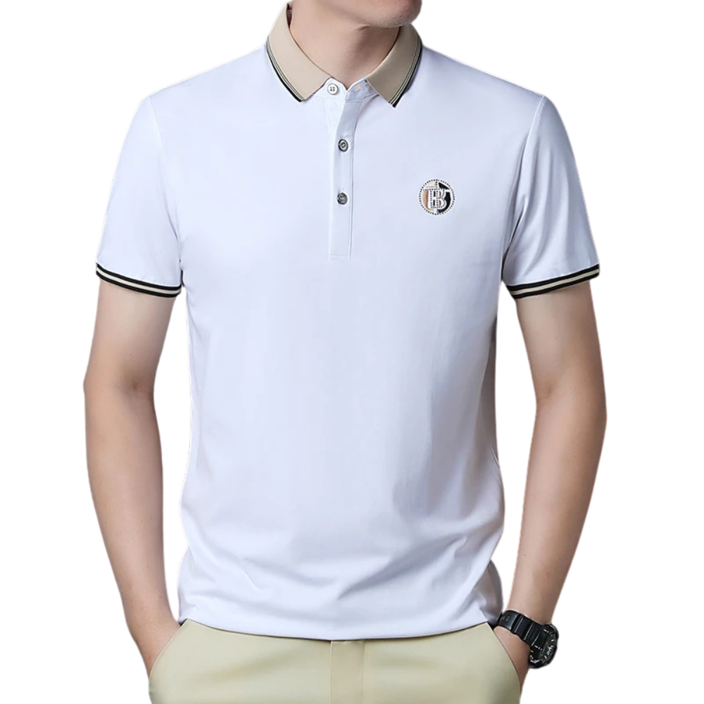 Camisa Polo Masculina Marcanzzi Paris MZ082 com tecido de algodão e poliéster, design clássico e conforto ideal para diversas ocasiões.