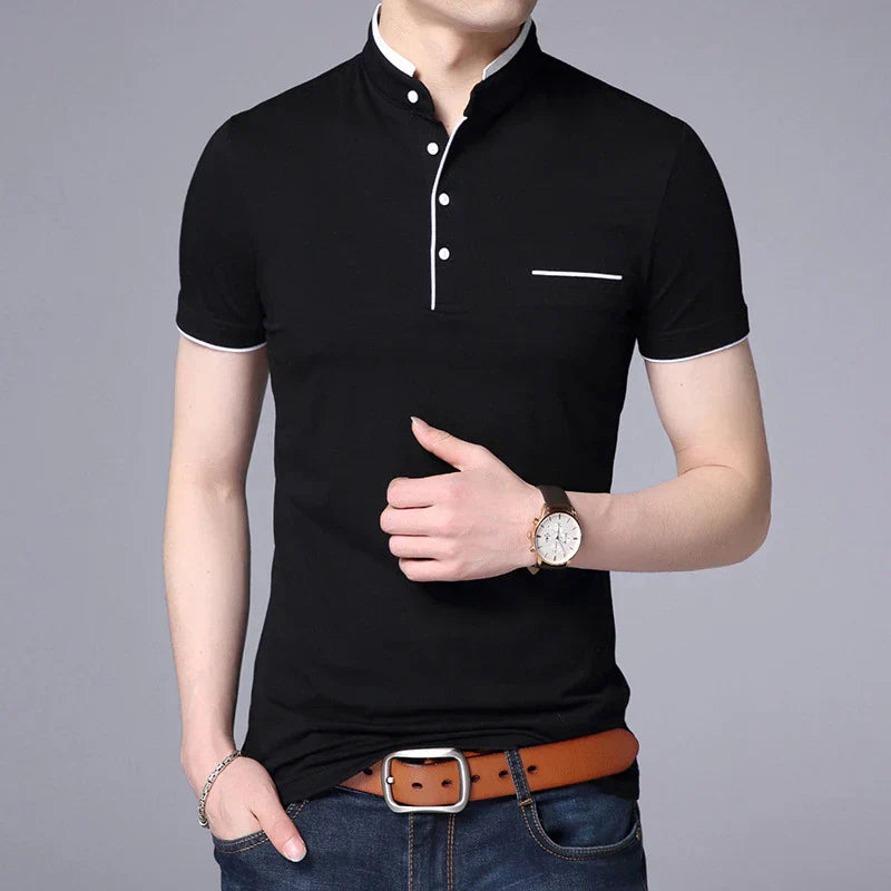 Camisa Polo Masculina Romenzi Beyond RZ079, confeccionada em algodão e poliéster, com toque suave e design versátil para diferentes ocasiões.