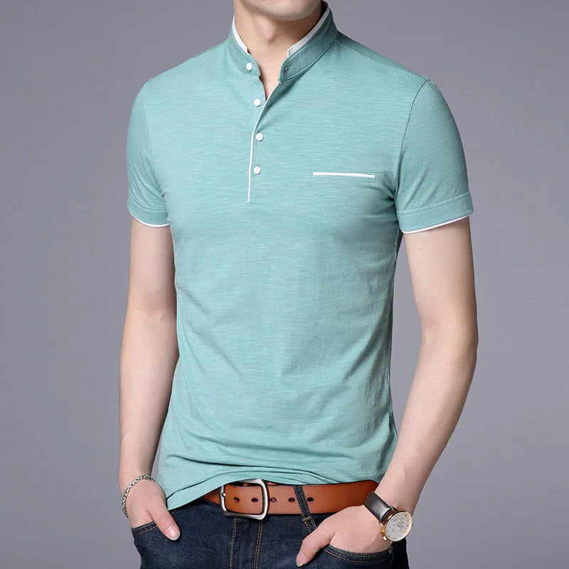 Camisa Polo Masculina Romenzi Beyond RZ079, confeccionada em algodão e poliéster, com toque suave e design versátil para diferentes ocasiões.