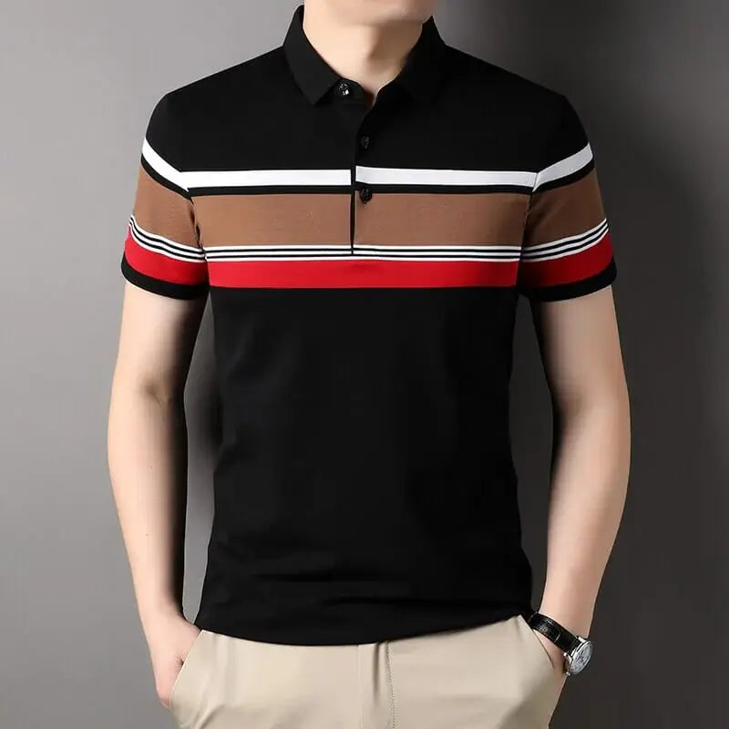 Camisa Polo Masculina Romenzi Prestige RZ081, feita em algodão e poliéster, com design clássico e respirável, ideal para várias ocasiões.