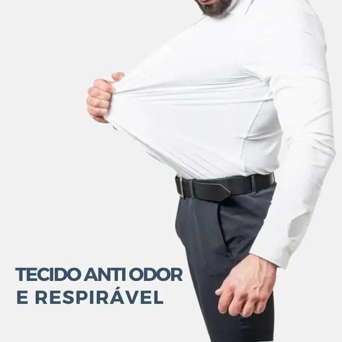 Camisa Social de Algodão Masculina Marcanzzi MZ083 feita em tecido respirável com caimento elegante, conforto superior e estilo versátil para todas as ocasiões.