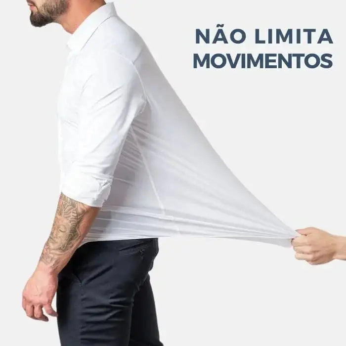 Camisa Social de Algodão Masculina Marcanzzi MZ083 feita em tecido respirável com caimento elegante, conforto superior e estilo versátil para todas as ocasiões.