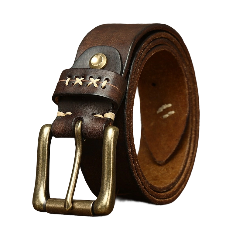 Cinto Masculino de Couro Marcanzzi MZ467: sofisticação e resistência com design vintage, fivela robusta, ideal para looks sociais e casuais.