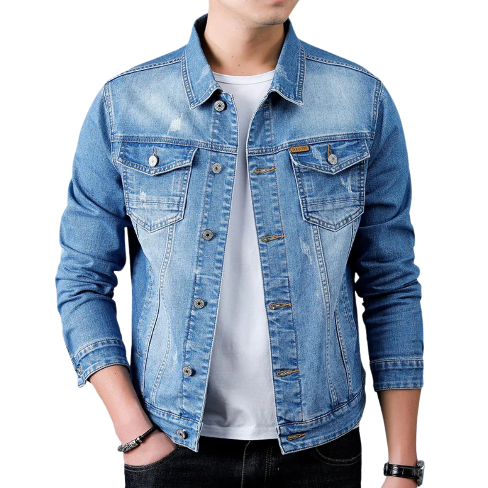 Jaqueta Jeans Denim Masculina Marcanzzi MZ153 em denim premium, resistente, leve e confortável, com costuras reforçadas e estilo clássico atemporal.