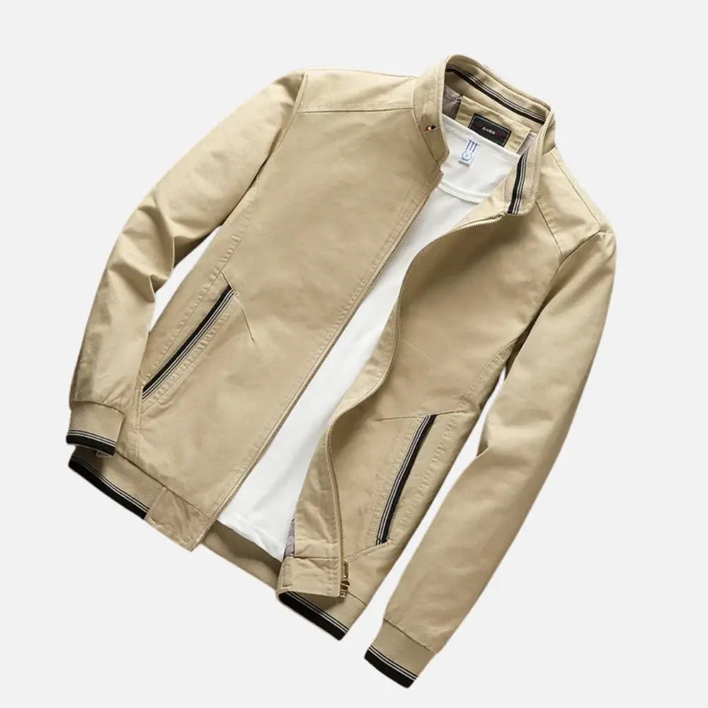 Jaqueta Masculina Marcanzzi MZ034: conforto e estilo com design listrado, zíper prático e tecido durável. Ideal para looks casuais e versáteis.