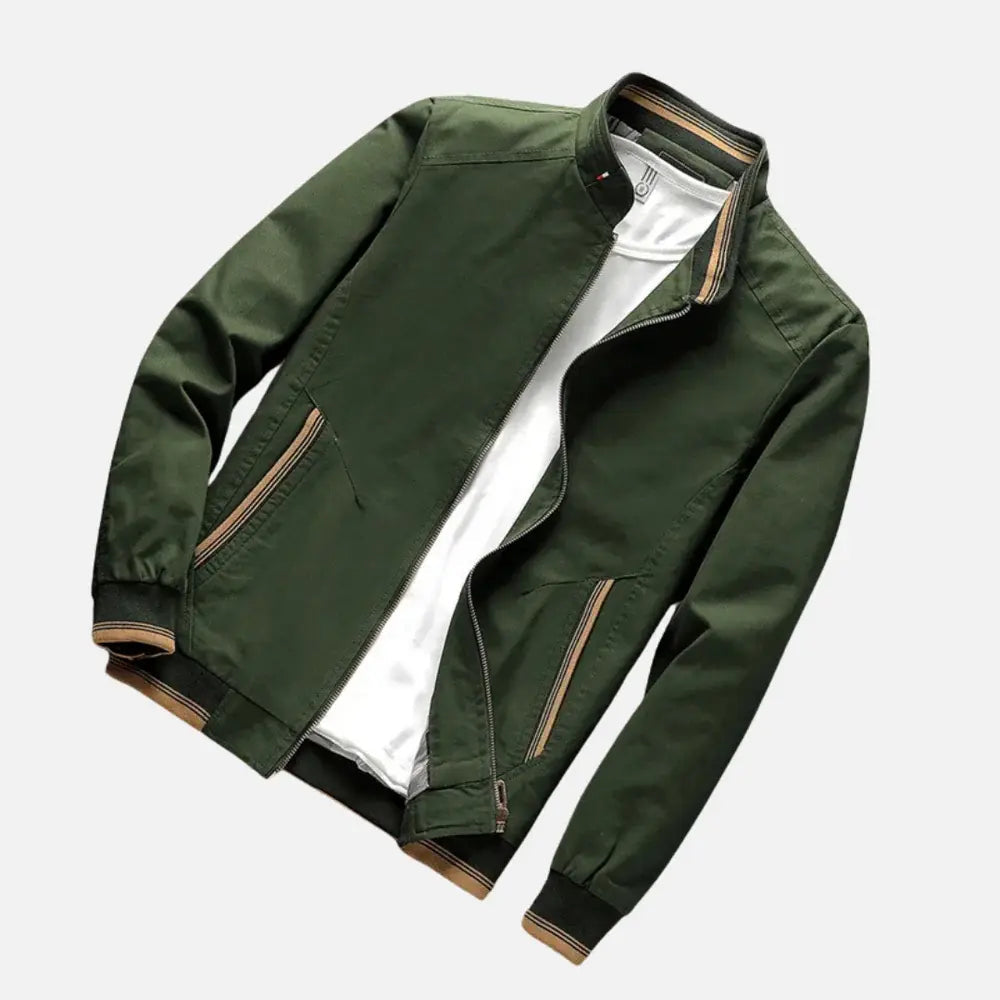 Jaqueta Masculina Marcanzzi MZ034: conforto e estilo com design listrado, zíper prático e tecido durável. Ideal para looks casuais e versáteis.