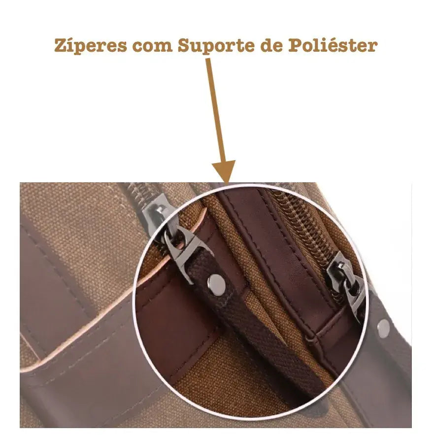 Mochila Executiva Marcanzzi MZ069 com lona resistente e detalhes em couro sintético, ideal para notebook, documentos e acessórios pessoais