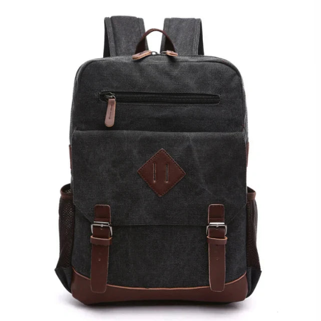 Mochila Executiva Marcanzzi MZ069 com lona resistente e detalhes em couro sintético, ideal para notebook, documentos e acessórios pessoais