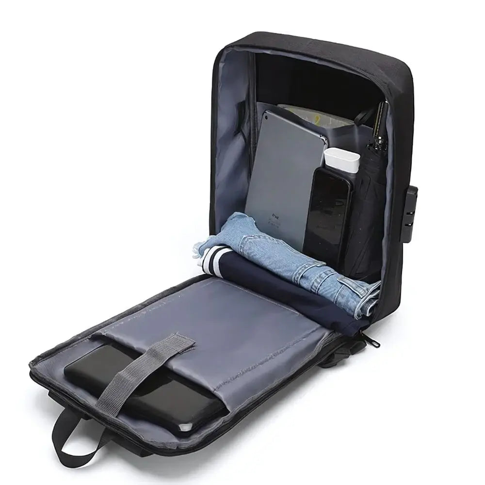 Mochila Executiva Marcanzzi MZ070 com porta USB, trava TSA, estrutura impermeável e compartimento para notebook 15” com design sofisticado