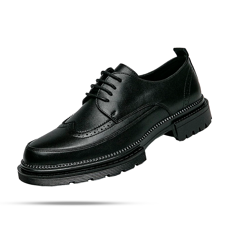 Sapato Masculino Derby Marcanzzi MZ358 em couro premium, solado tratorado de 5 cm. Disponível em preto e marrom. Estilo, conforto e durabilidade.