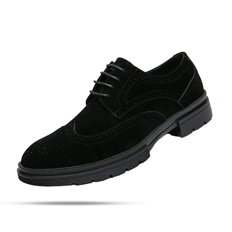 Sapato Masculino Derby Marcanzzi MZ360 em camurça nas cores preto e marrom. Solado tratorado com plataforma de 4 cm para estilo e estabilidade.