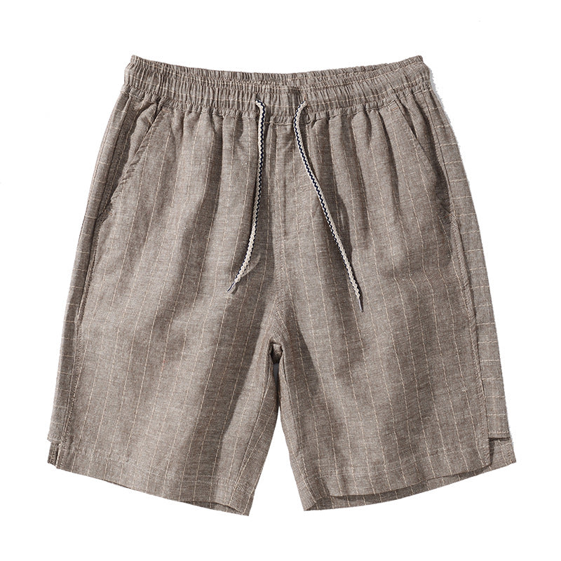 Bermuda de Linho Listrada Marcanzzi MZ946 em linho nobre com listras discretas, caimento impecável e acabamento premium para estilo e conforto.