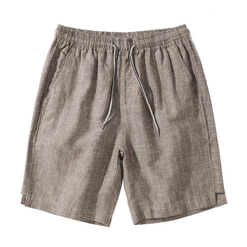 Bermuda de Linho Listrada Marcanzzi MZ946 em linho nobre com listras discretas, caimento impecável e acabamento premium para estilo e conforto.