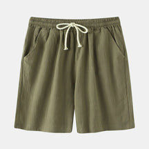 Bermuda de Linho Masculina Marcanzzi MZ950 em linho nobre, caimento sofisticado e estilo clássico Old Money, perfeita para conforto e elegância no calor.