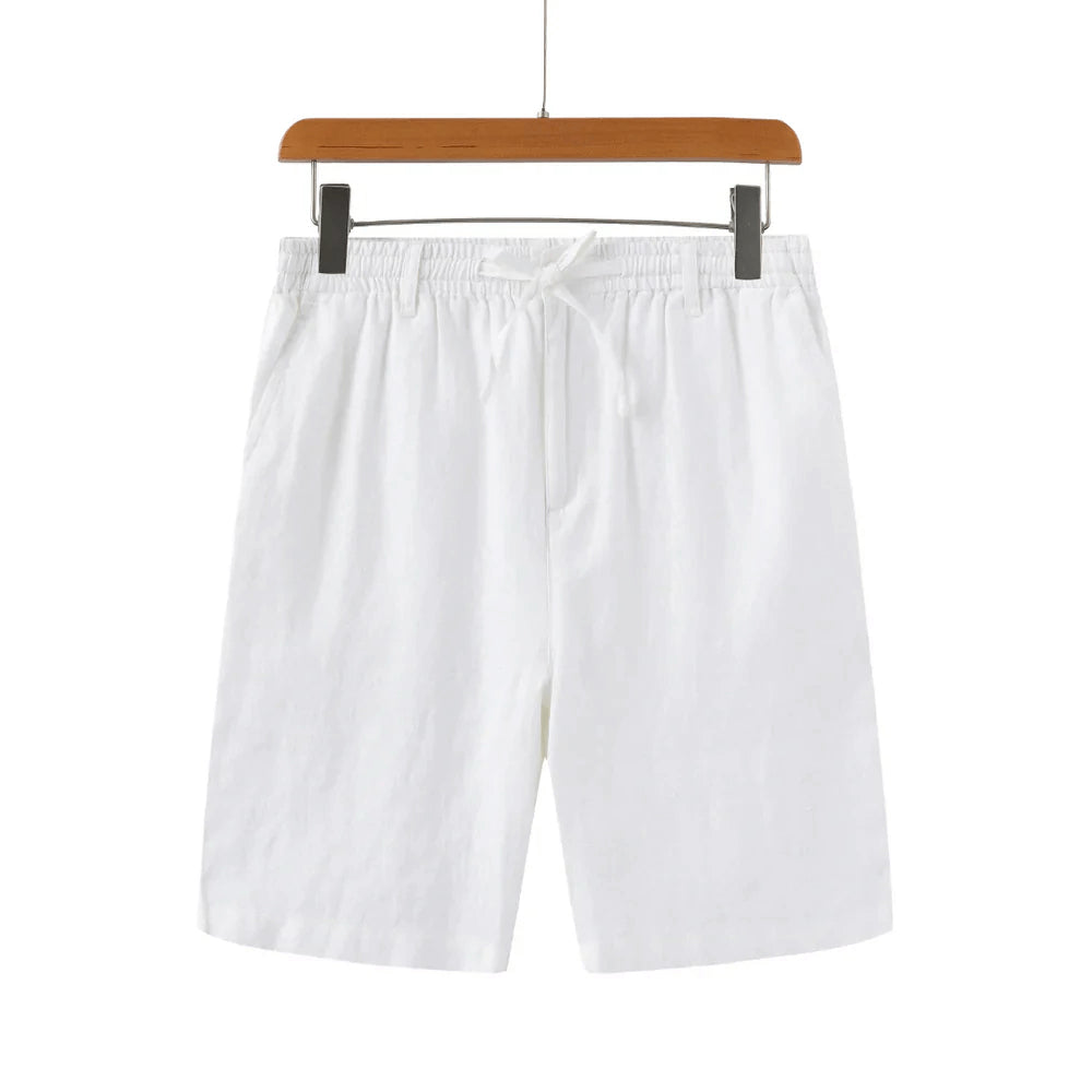 Bermuda de Linho Masculina Marcanzzi MZ954 em linho premium, caimento clássico e toque suave, ideal para estilo Old Money, conforto e elegância.