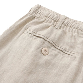 Bermuda de Linho Masculina Marcanzzi MZ954 em linho premium, caimento clássico e toque suave, ideal para estilo Old Money, conforto e elegância.