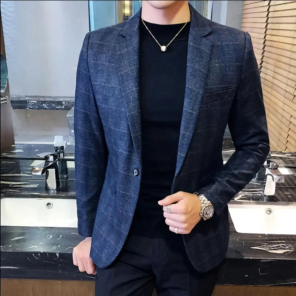 Blazer Masculino Dapper Marcanzzi MZ063 em alfaiataria premium com tecnologia respirável. Sofisticação e conforto em qualquer ocasião.