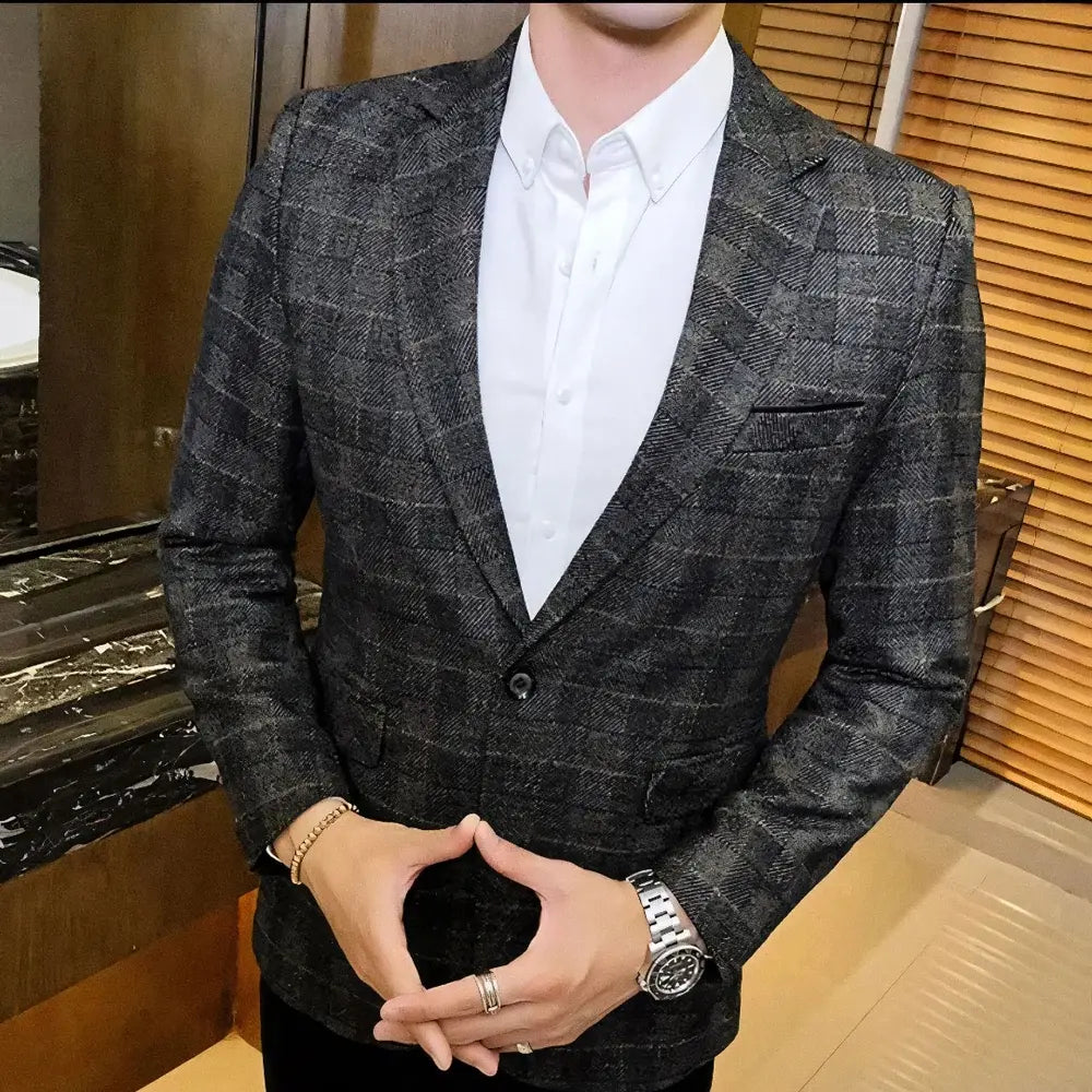 Blazer Masculino Dapper Marcanzzi MZ063 em alfaiataria premium com tecnologia respirável. Sofisticação e conforto em qualquer ocasião.