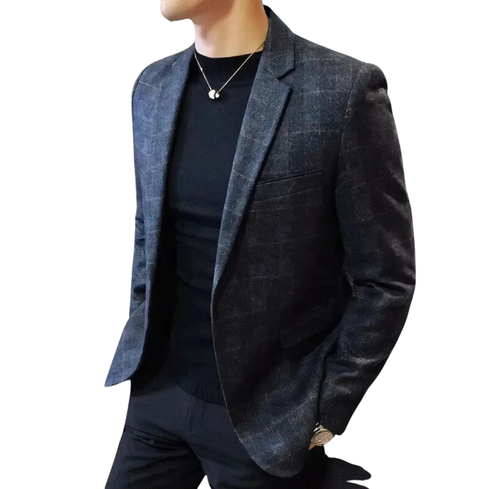 Blazer Masculino Dapper Marcanzzi MZ063 em alfaiataria premium com tecnologia respirável. Sofisticação e conforto em qualquer ocasião.