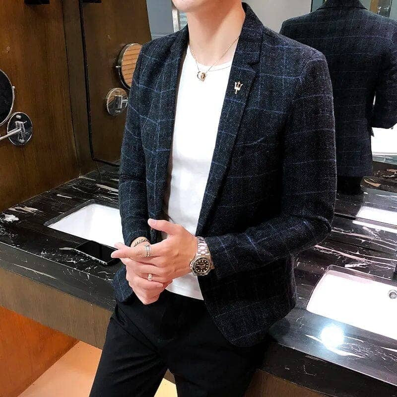 Blazer Masculino Xadrez Marcanzzi MZ064 com design elegante, tecido premium e acabamento refinado para estilo sofisticado em qualquer ocasião.