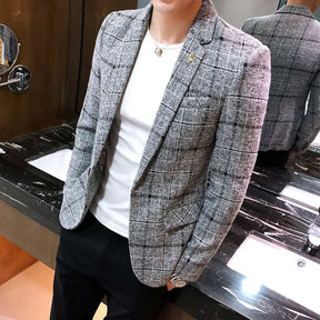 Blazer Masculino Xadrez Marcanzzi MZ064 com design elegante, tecido premium e acabamento refinado para estilo sofisticado em qualquer ocasião.